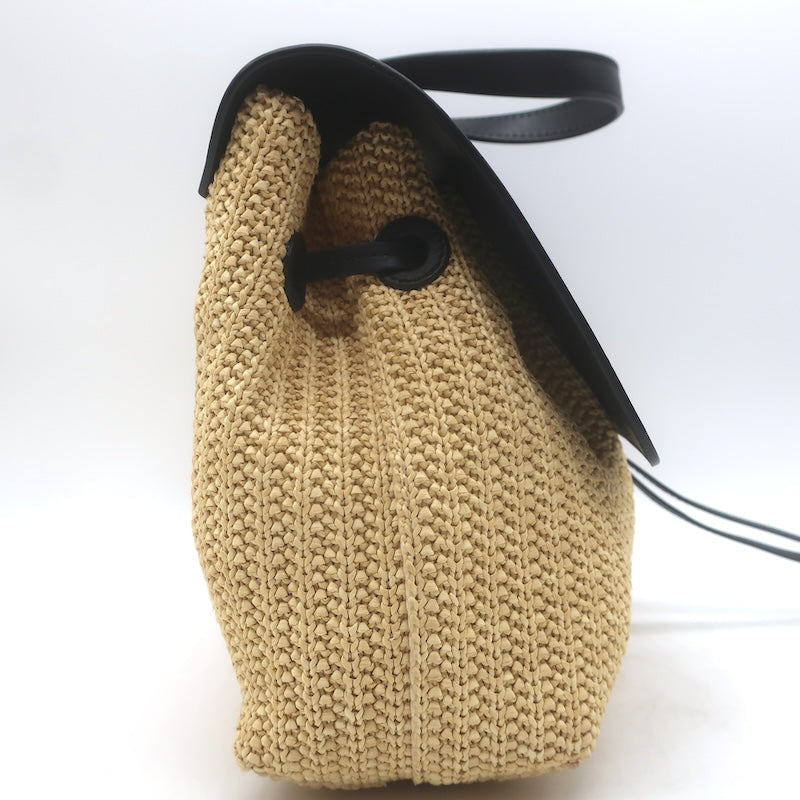 Mansur Gavriel Soft Lady Bag Natural Raffia &amp; Black Leather Crossbody