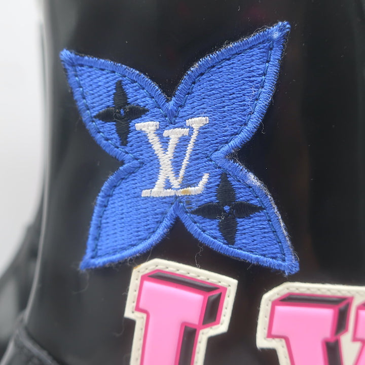 Louis Vuitton Star Trail Patch Combat Boots Black Polished Leather Size 39