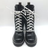 Louis Vuitton Star Trail Patch Combat Boots Black Polished Leather Size 39