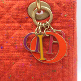 Christian Dior Medium Lady Dior Bag Orange Cannage Tweed