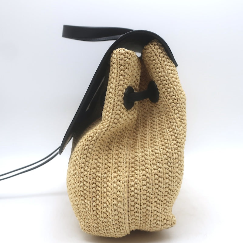 Mansur Gavriel Soft Lady Bag Natural Raffia &amp; Black Leather Crossbody
