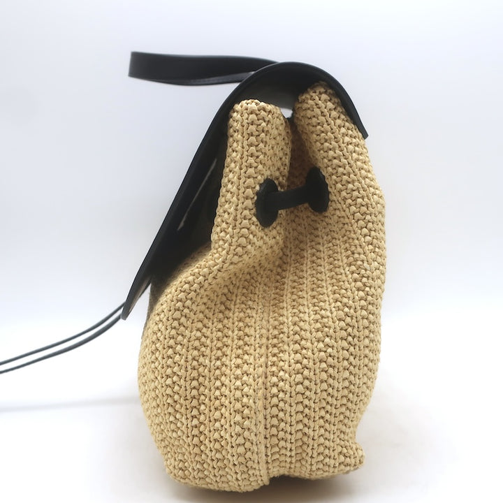 Mansur Gavriel Soft Lady Bag Natural Raffia &amp; Black Leather Crossbody