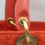 Christian Dior Medium Lady Dior Bag Orange Cannage Tweed