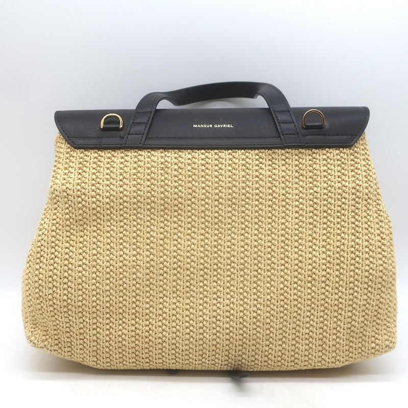 Mansur Gavriel Soft Lady Bag Natural Raffia &amp; Black Leather Crossbody