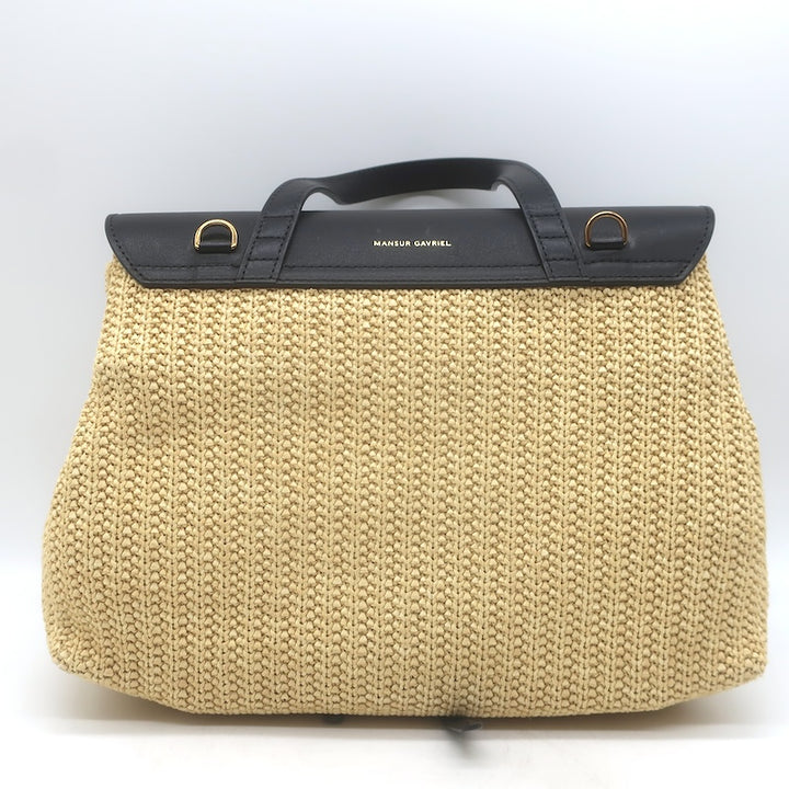Mansur Gavriel Soft Lady Bag Natural Raffia &amp; Black Leather Crossbody