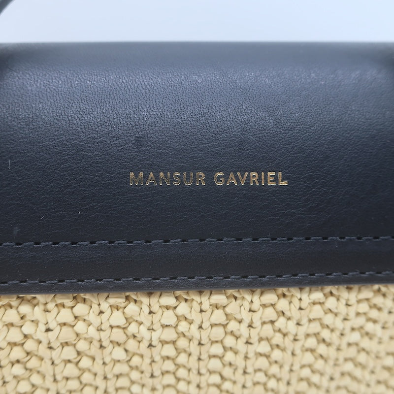Mansur Gavriel Soft Lady Bag Natural Raffia &amp; Black Leather Crossbody