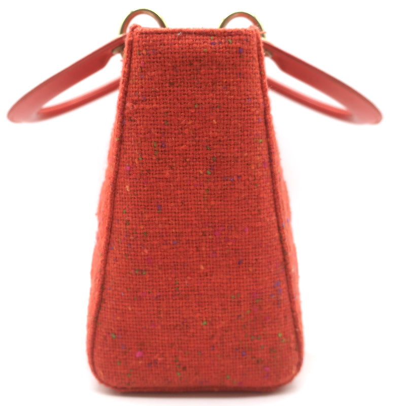 Christian Dior Medium Lady Dior Bag Orange Cannage Tweed