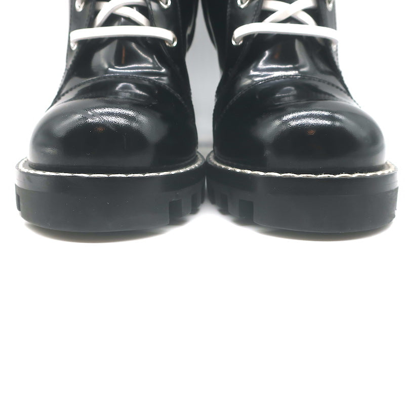 Louis Vuitton Star Trail Patch Combat Boots Black Polished Leather Size 39