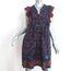 SEA Tassel Tie Mini Dress Navy Crochet-Trim Floral Print Silk Size 6