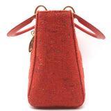 Christian Dior Medium Lady Dior Bag Orange Cannage Tweed