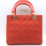 Christian Dior Medium Lady Dior Bag Orange Cannage Tweed