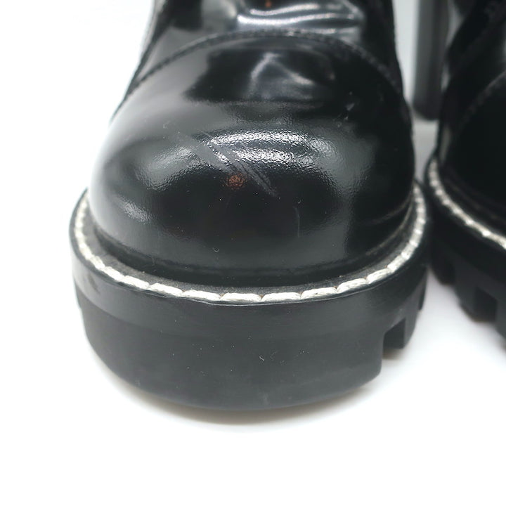 Louis Vuitton Star Trail Patch Combat Boots Black Polished Leather Size 39
