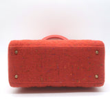 Christian Dior Medium Lady Dior Bag Orange Cannage Tweed