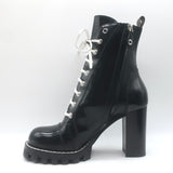 Louis Vuitton Star Trail Patch Combat Boots Black Polished Leather Size 39
