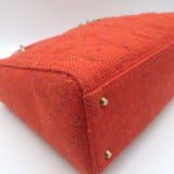 Christian Dior Medium Lady Dior Bag Orange Cannage Tweed