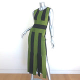 David Koma Colorblock Fringed Midi Bandage Dress Black/Green Size Medium