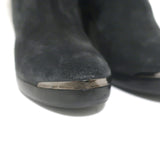 Lanvin knee-high platform harness boots, gray suede, pre-owned luxury with removable harnesses, EU 40.5 (US 10)