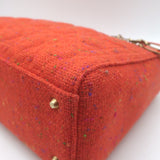 Christian Dior Medium Lady Dior Bag Orange Cannage Tweed