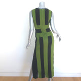 David Koma Colorblock Fringed Midi Bandage Dress Black/Green Size Medium