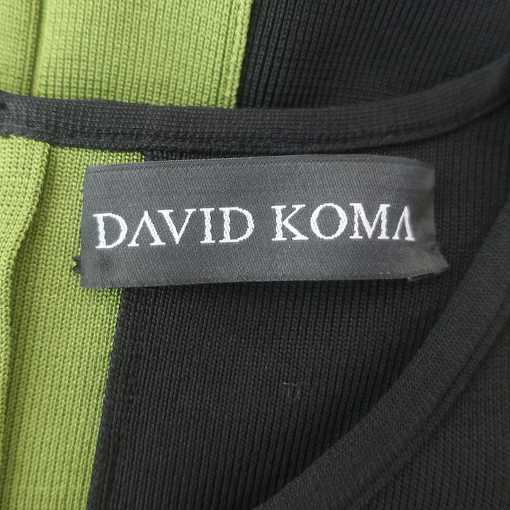 David Koma Colorblock Fringed Midi Bandage Dress Black/Green Size Medium