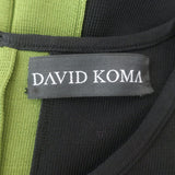 David Koma Colorblock Fringed Midi Bandage Dress Black/Green Size Medium