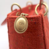Christian Dior Medium Lady Dior Bag Orange Cannage Tweed
