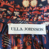 Ulla Johnson Iris Tassel Top Navy Floral Print Cotton Size 6 Sleeveless Blouse