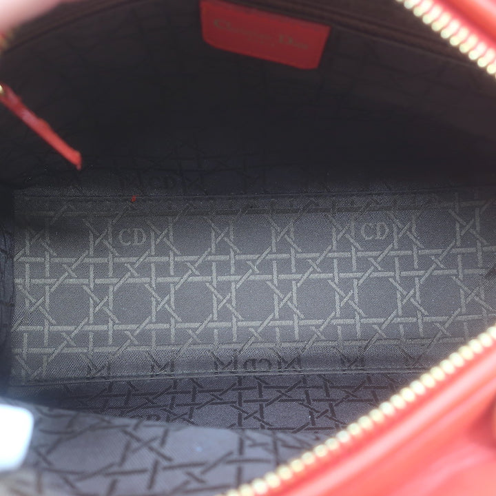Christian Dior Medium Lady Dior Bag Orange Cannage Tweed