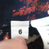 Ulla Johnson Iris Tassel Top Navy Floral Print Cotton Size 6 Sleeveless Blouse