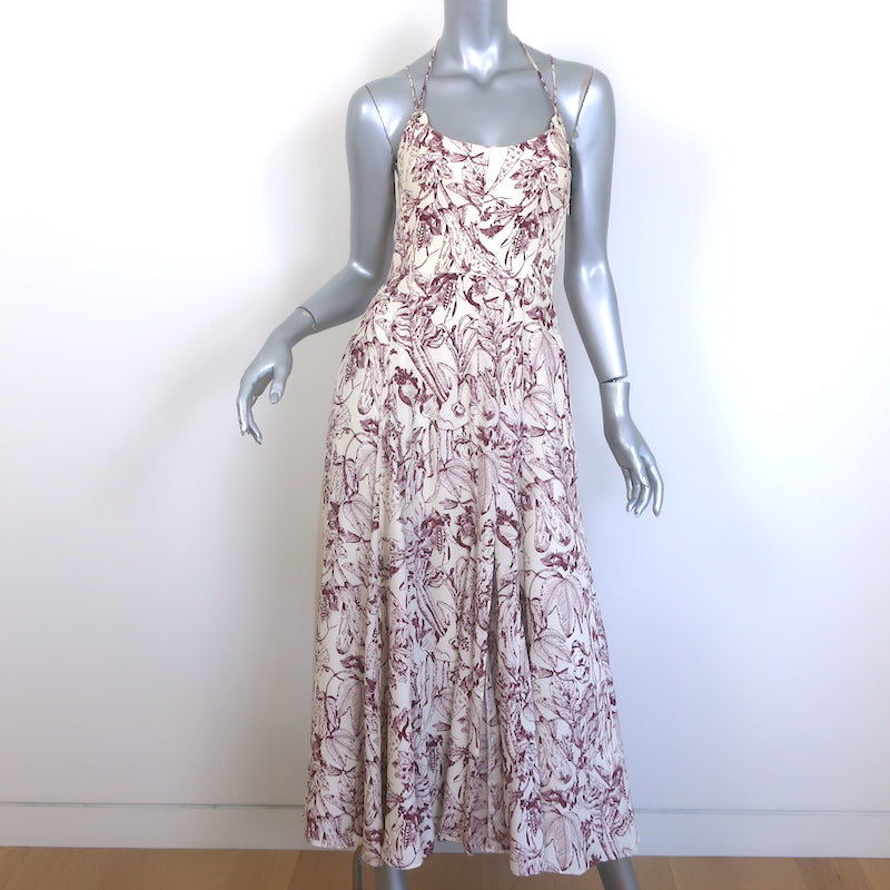 La Ligne Luca Midi Dress Ivory/Wine Printed Silk Crepe de Chine Size 2 – Celebrity Owned La Ligne Luca Midi Dress Ivory/Wine Printed Silk Crepe de Chine Size 2 – Celebrity Owned