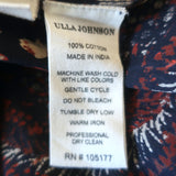 Ulla Johnson Iris Tassel Top Navy Floral Print Cotton Size 6 Sleeveless Blouse