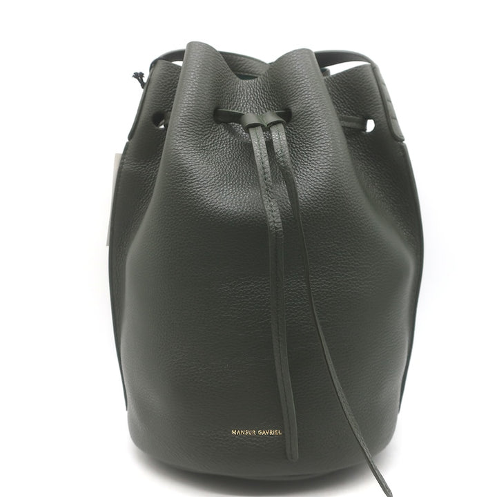 Mansur Gavriel Champagne Bucket Bag Seaweed Grained Leather NEW