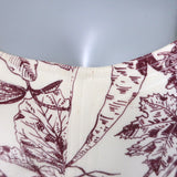 La Ligne Luca Midi Dress Ivory/Wine Printed Silk Crepe de Chine Size 2