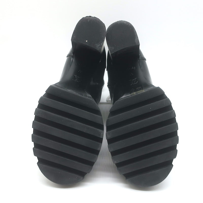 Louis Vuitton Star Trail Patch Combat Boots Black Polished Leather Size 39
