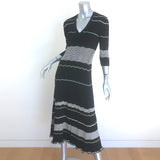 Proenza Schouler Striped Ribbed Knit Midi Dress Black Size Medium