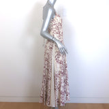 La Ligne Luca Midi Dress Ivory/Wine Printed Silk Crepe de Chine Size 2
