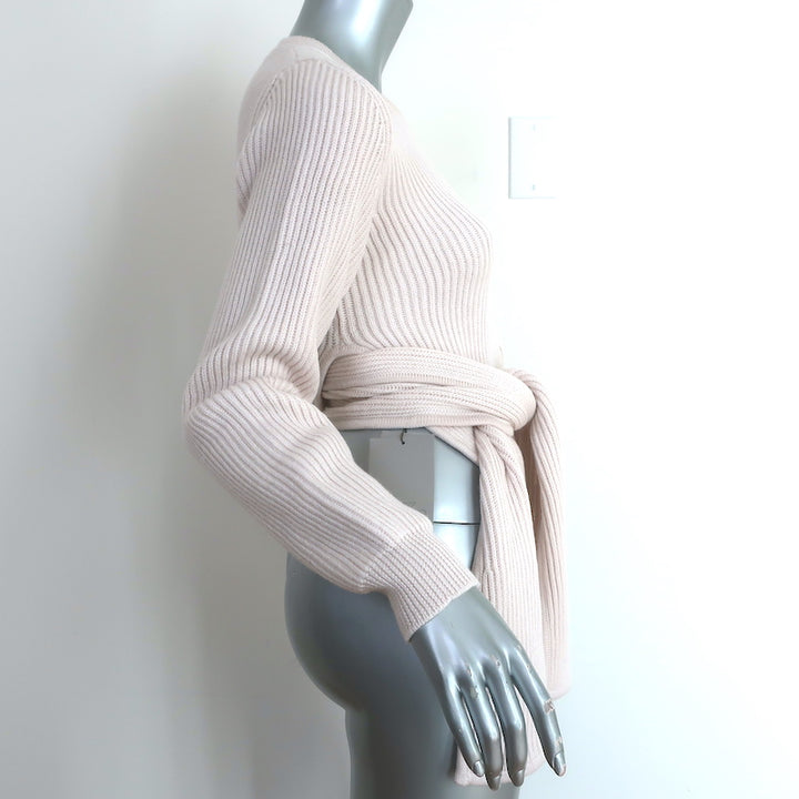 Beatriz Camacho Penelope Tie-Waist Sweater Ivory Wool Ribbed Knit Size Small NEW