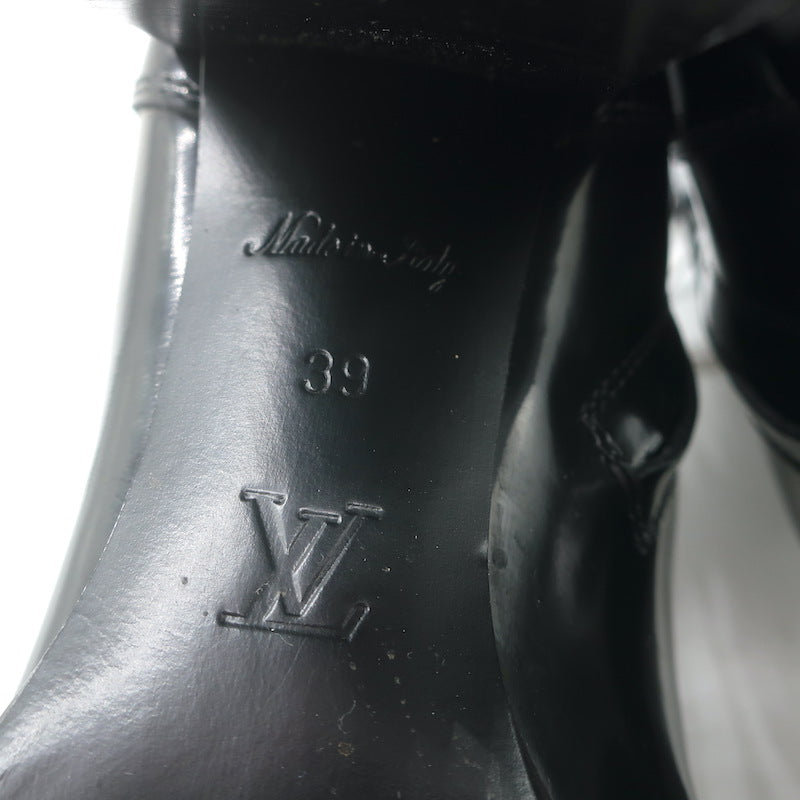 Louis Vuitton Star Trail Patch Combat Boots Black Polished Leather Size 39