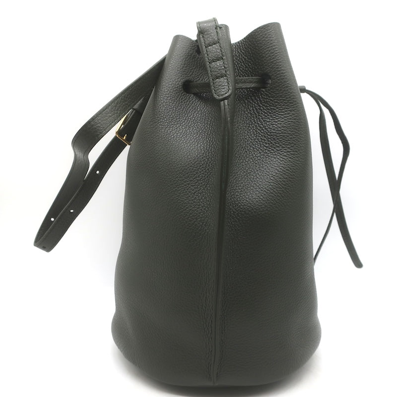 Mansur Gavriel Champagne Bucket Bag Seaweed Grained Leather NEW