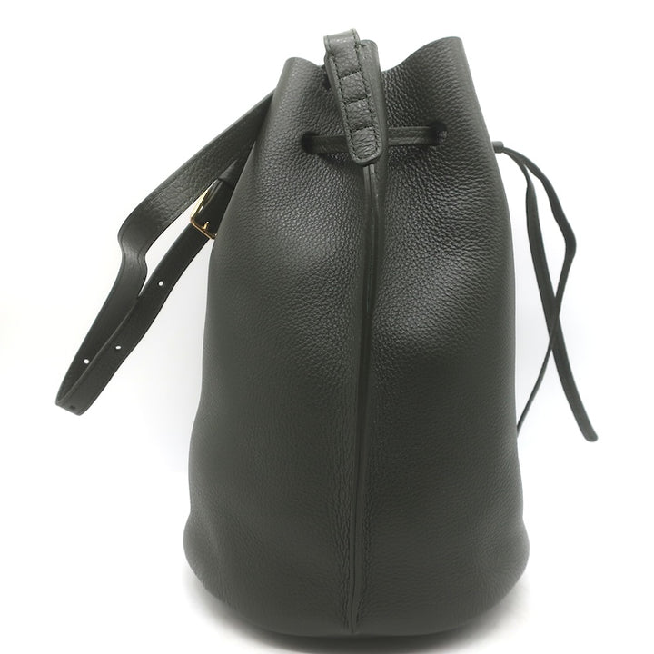 Mansur Gavriel Champagne Bucket Bag Seaweed Grained Leather NEW