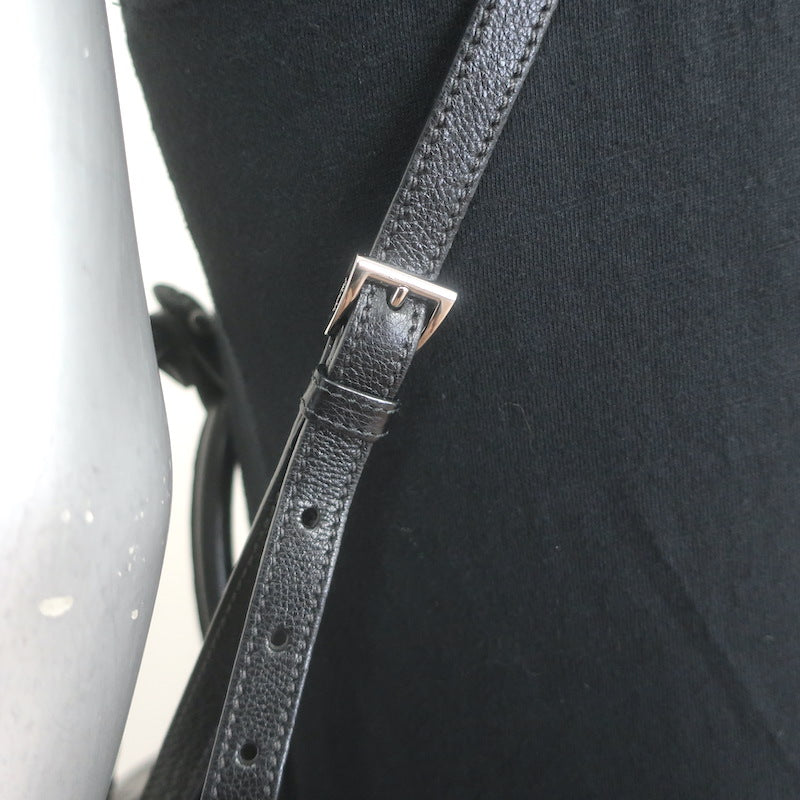 Prada Crystal-Studded Twin Pocket Tote Black Leather Medium Crossbody Bag