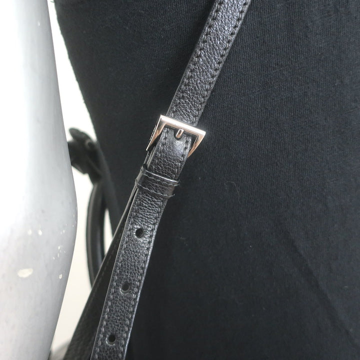 Prada Crystal-Studded Twin Pocket Tote Black Leather Medium Crossbody Bag