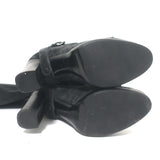 Lanvin knee-high platform harness boots, gray suede, pre-owned luxury designer with removable harness and dust bag