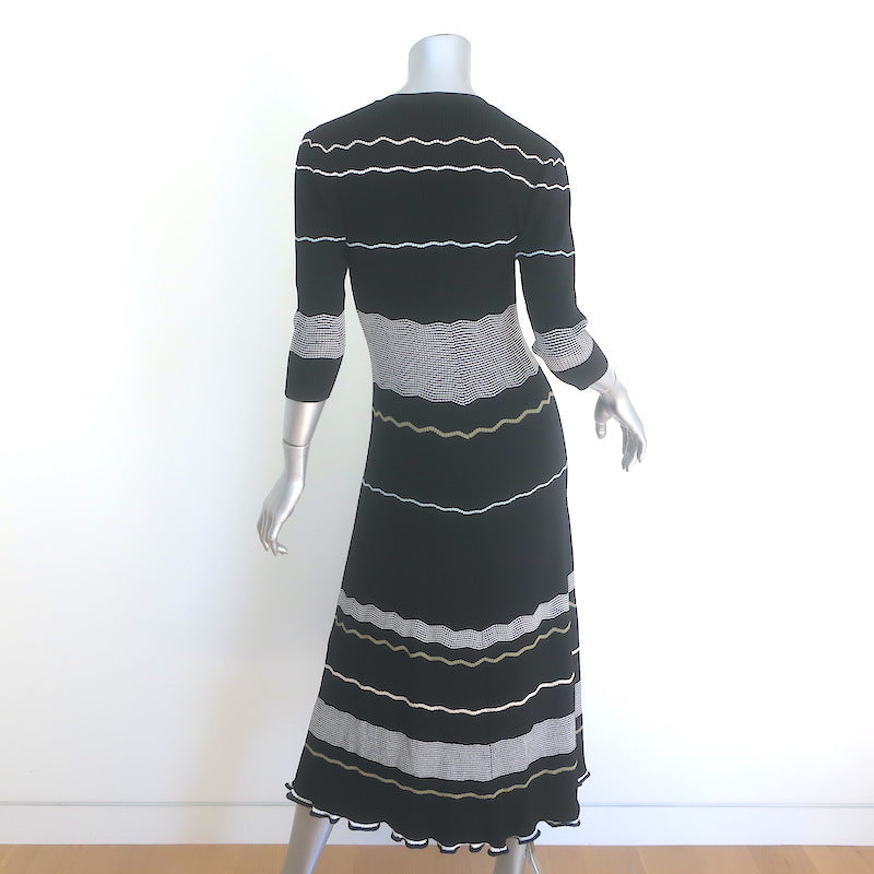 Proenza Schouler Striped Ribbed Knit Midi Dress Black Size Medium