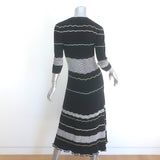 Proenza Schouler Striped Ribbed Knit Midi Dress Black Size Medium