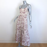 La Ligne Luca Midi Dress Ivory/Wine Printed Silk Crepe de Chine Size 2