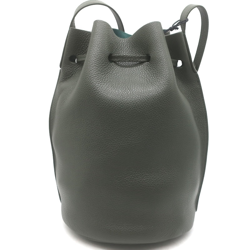 Mansur Gavriel Champagne Bucket Bag Seaweed Grained Leather NEW