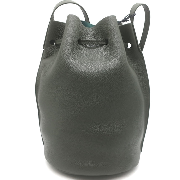 Mansur Gavriel Champagne Bucket Bag Seaweed Grained Leather NEW