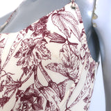 La Ligne Luca Midi Dress Ivory/Wine Printed Silk Crepe de Chine Size 2