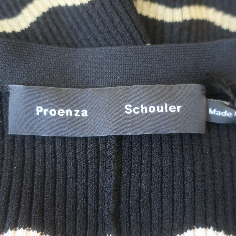Proenza Schouler Striped Ribbed Knit Midi Dress Black Size Medium